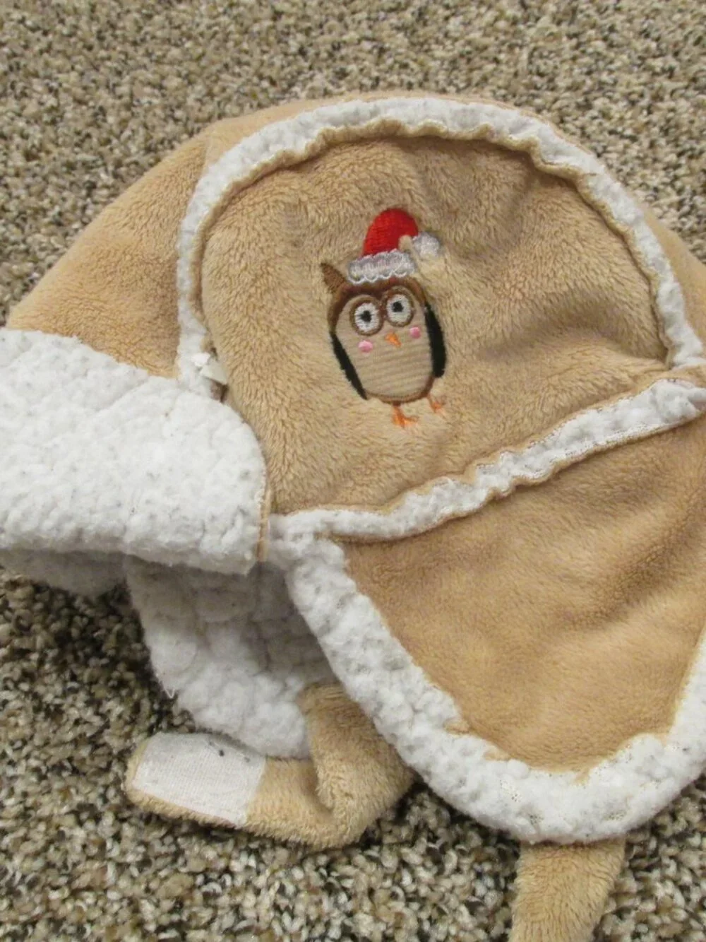 Infant Winter Sherpa Hat Mitten 2 Pc Set Trapper Style Size Boys 3-6M Brown Tan‎